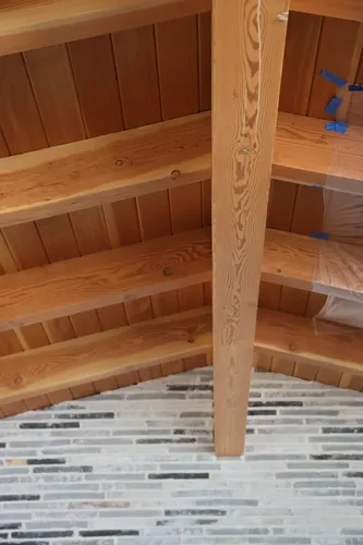 Cedar Beam Ceiling Detail — custom home by Open Prairie (Build Process · Behind the build)