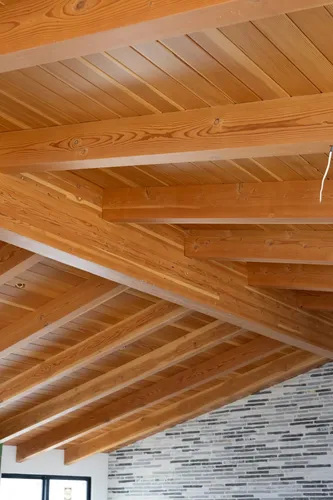 Cedar Beam Joint Detail — custom home by Open Prairie (Build Process · Behind the build)