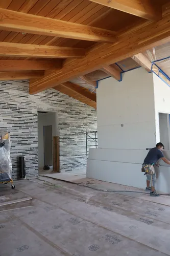 Drywall Installation Accent Wall — custom home by Open Prairie (Build Process · Behind the build)