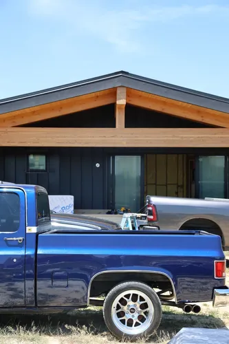 Exterior Front Elevation Progress — custom home by Open Prairie (Build Process · Behind the build)