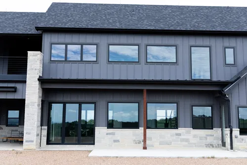 Exterior Rear Closeup — custom home by Open Prairie (The Barndominium · Graford)