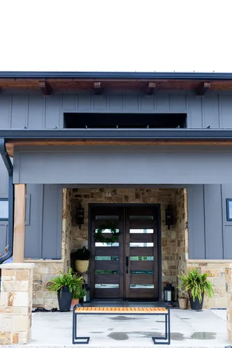 Exterior Front Entry Door — custom home by Open Prairie (The Estate · Graford)
