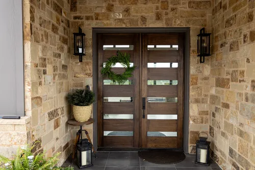 Exterior Front Entry Porch — custom home by Open Prairie (The Estate · Graford)