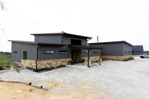 Exterior Front Wide Driveway — custom home by Open Prairie (The Estate · Graford)