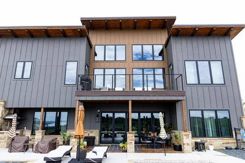 Exterior Rear Pool View — custom home by Open Prairie (The Estate · Graford)