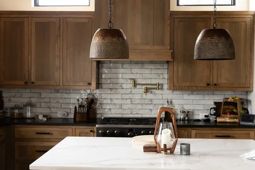Kitchen Island Pendants Range — custom home by Open Prairie (The Estate · Graford)