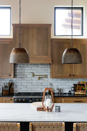Kitchen Island Pendants Range — custom home by Open Prairie (The Estate · Graford)