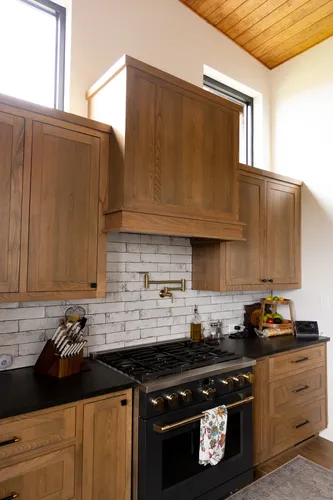Kitchen Range Hood Cabinets — custom home by Open Prairie (The Estate · Graford)