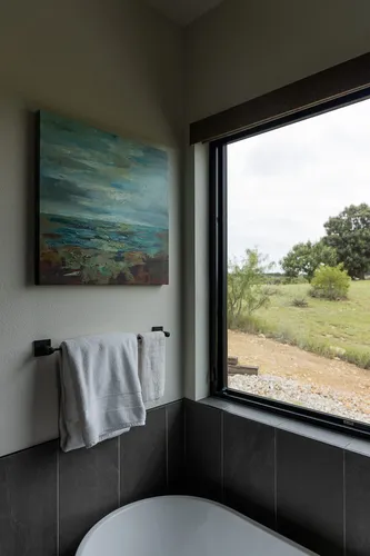Master Bath Soaking Tub View — custom home by Open Prairie (The Estate · Graford)