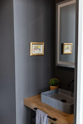 Powder Bath Vessel Sink — custom home by Open Prairie (The Estate · Graford)