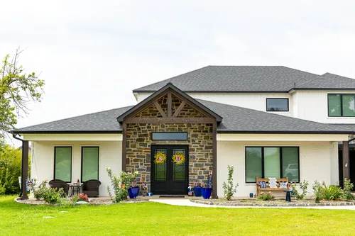 Exterior Front Alternate Angle — custom home by Open Prairie (The Lakehouse · Graford)