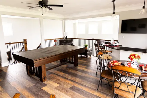 Game Room Pool Table Overview — custom home by Open Prairie (The Lakehouse · Graford)