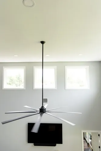 Living Room Ceiling Fan Alt — custom home by Open Prairie (The Lakehouse · Graford)