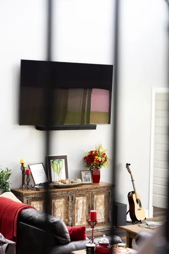 Living Room Tv Console — custom home by Open Prairie (The Lakehouse · Graford)