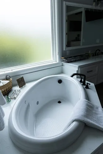 Master Bath Soaking Tub Overview — custom home by Open Prairie (The Lakehouse · Graford)